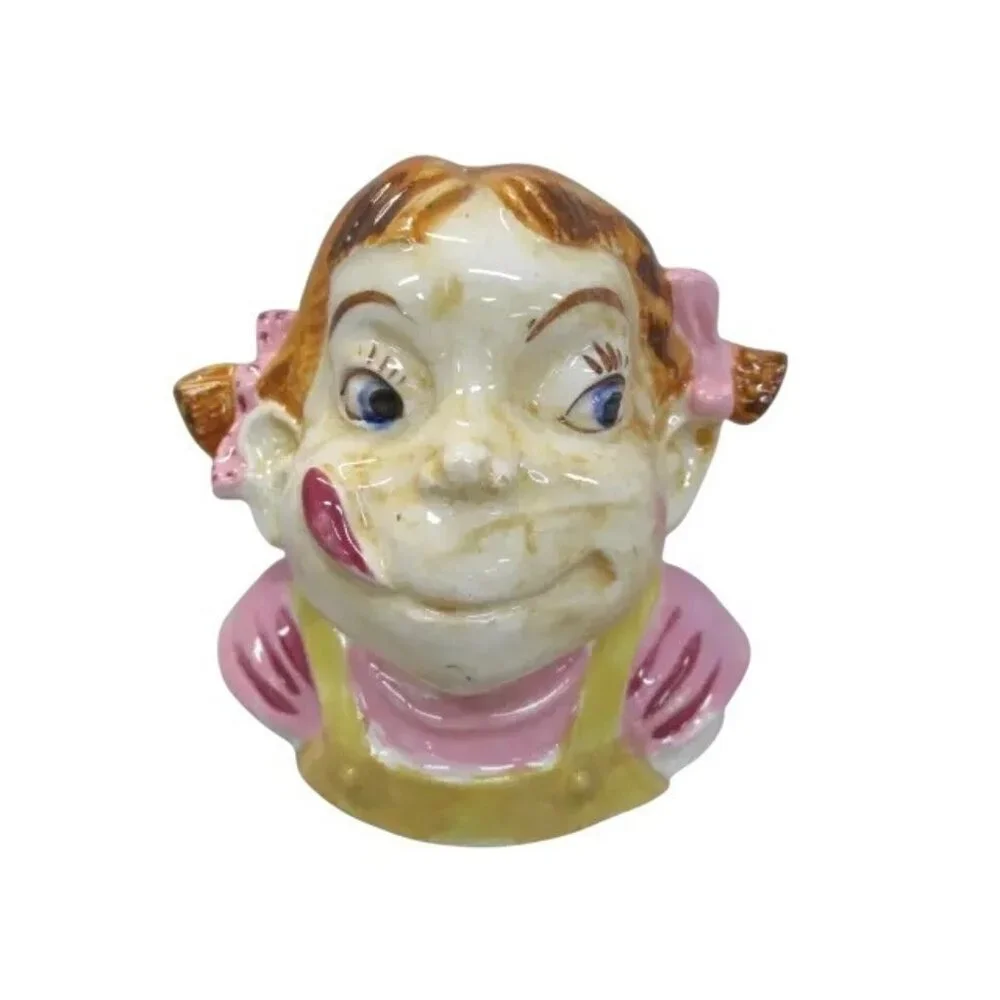 Yum-EE-Yum Girl Head Vase Occupied Japan Ceramic  Planter Vintage‎ Whimsical